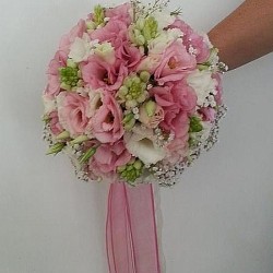 sbc 272 pembe-beyaz lisyentus gelin buketi
