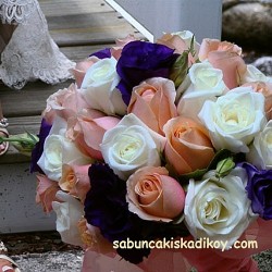 sbc 280 Somon-beyaz ve mor tonlar gelin buketi