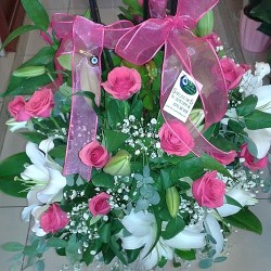 sbc 3002 Fusyagül ve lilyum süslemeli orkide aranjman
