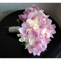 sbc 061 Pembe Orkide ve Kremgül gelin el çiçeği